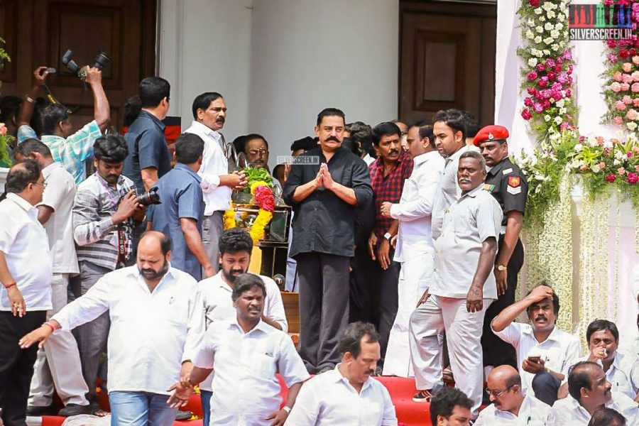 Film Personalities Pay Their Last Respects To M Karunanidhi At Rajaji Hall