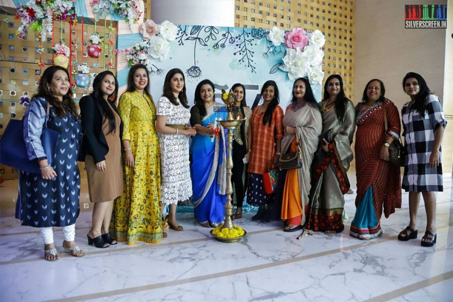 Poornima Bhagyaraj, VJ Kiki Vijay At The Launch Of A Wedding Fashion Exhibition In Chennai