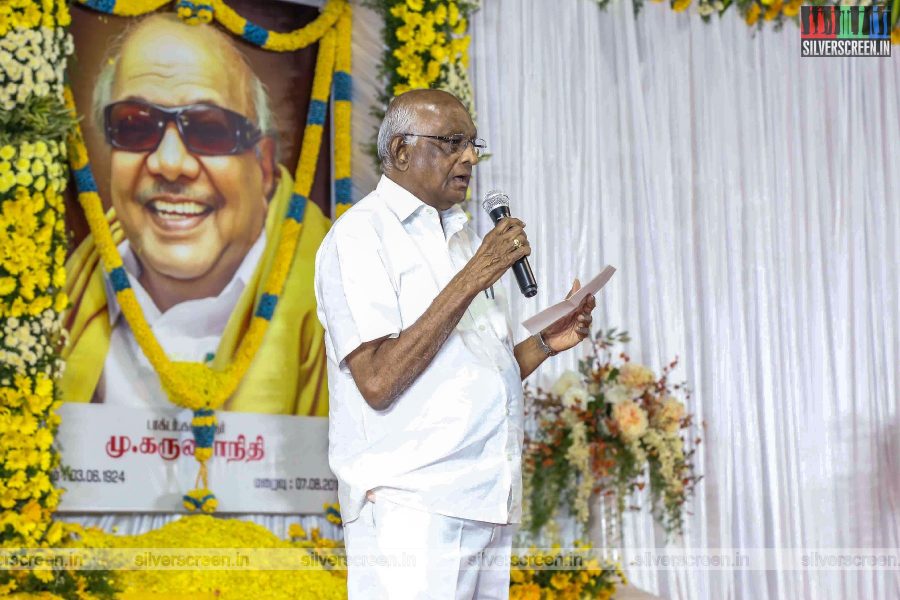 SP Muthuraman At The Prayer Meet For M Karunanidhi