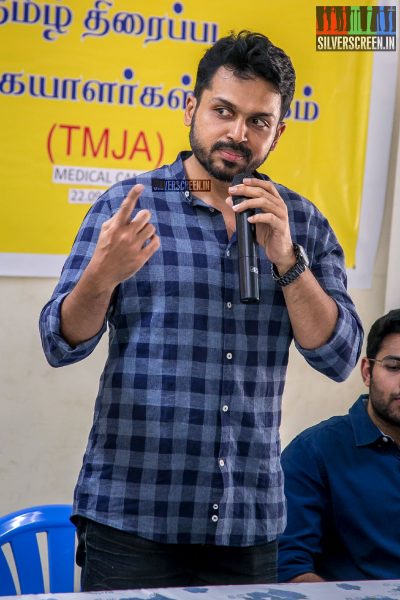 Karthi Inaugurates Free Health Camp For Film Journalists In Chennai's Prasab Lab