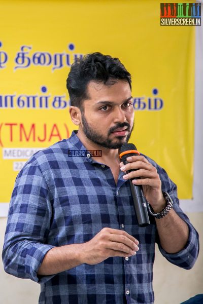 Karthi Inaugurates Free Health Camp For Film Journalists In Chennai's Prasab Lab