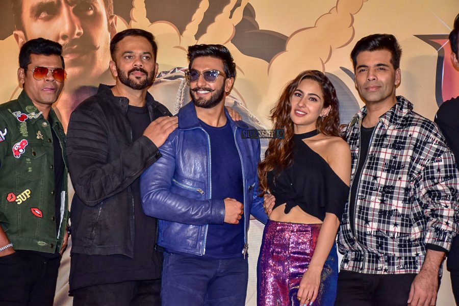 Ranveer Singh, Sara Ali Khan, Karan Johar At The ‘Simmba’ Trailer Launch
