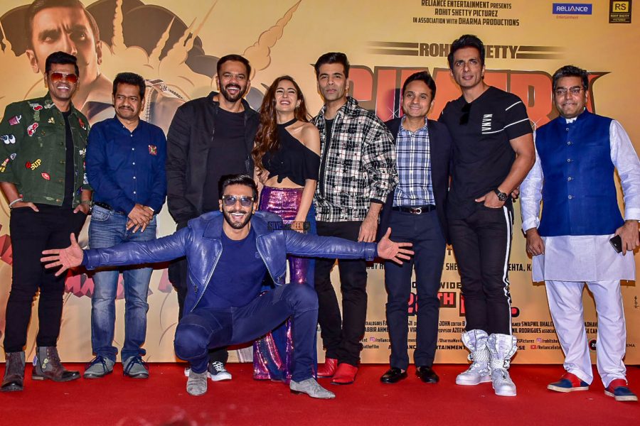 Ranveer Singh, Sara Ali Khan, Karan Johar, Sonu Sood At The ‘Simmba’ Trailer Launch