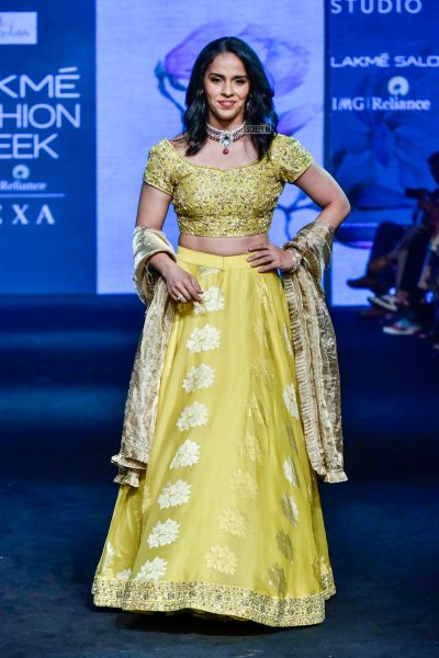 Saina Nehwal Walks The Ramp At Lakme Fashion Week Summer/ Resort 2019