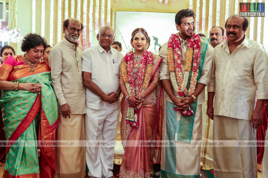 SP Muthuraman At The Vishagan-Soundarya Wedding