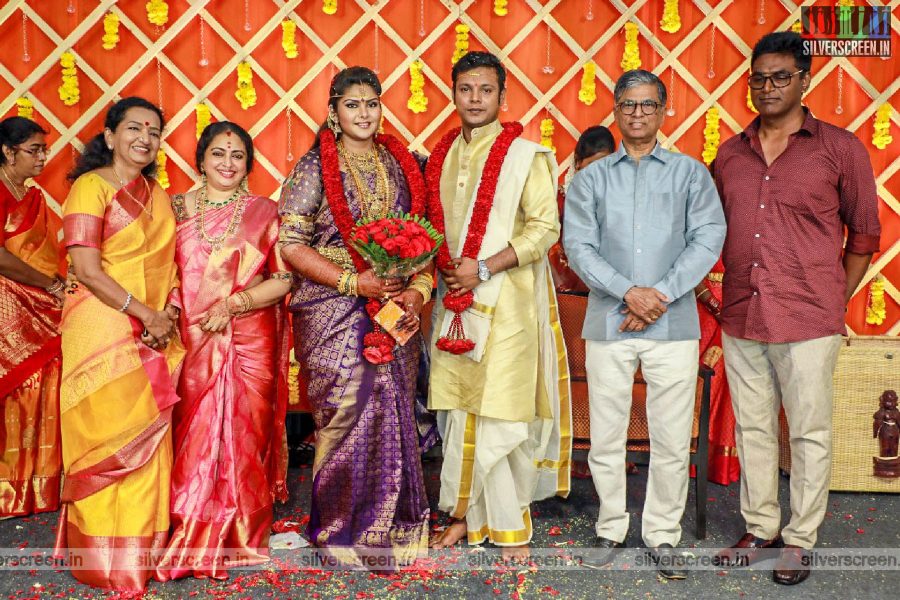 SA Chandrasekhar At Abinaya Parthiban, Naresh Karthik Wedding