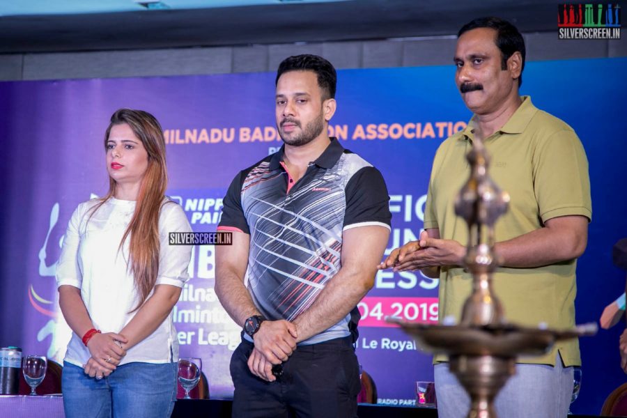 Bharath At The Launch Of Tamilnadu Badminton Super League 2019