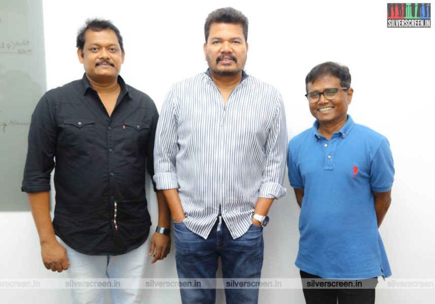 Director Shankar, GV Prakash Kumar, Sasi At The First Look Launch  Of 'Sivappu Manjal Pachai'
