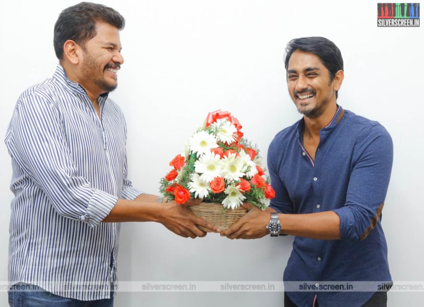 Director Shankar, Siddharth At The First Look Launch  Of 'Sivappu Manjal Pachai'