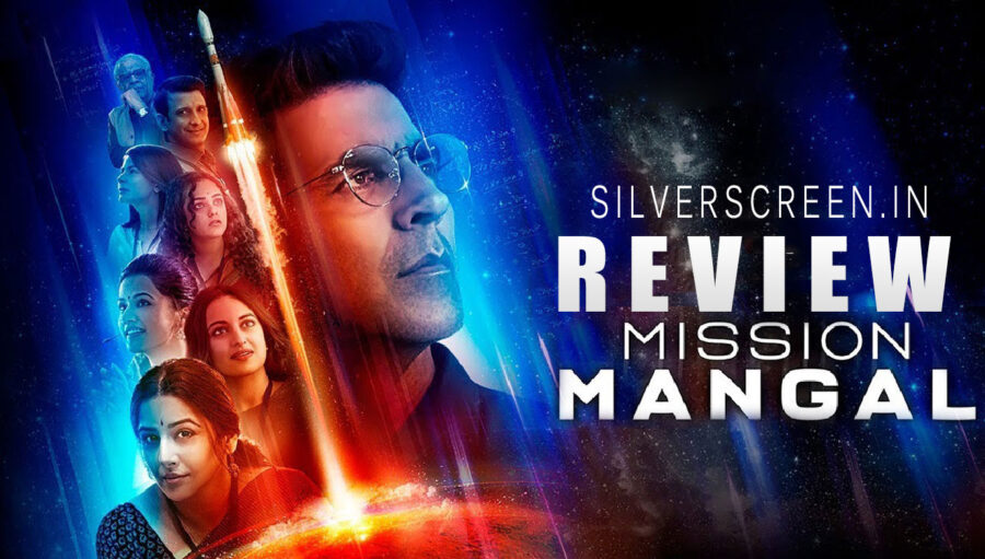 feature image for Mission Mangal review shows Akshay Kumar, Vidya Balan, Nithya Menen, Tapsee Pannu and other cast of the film