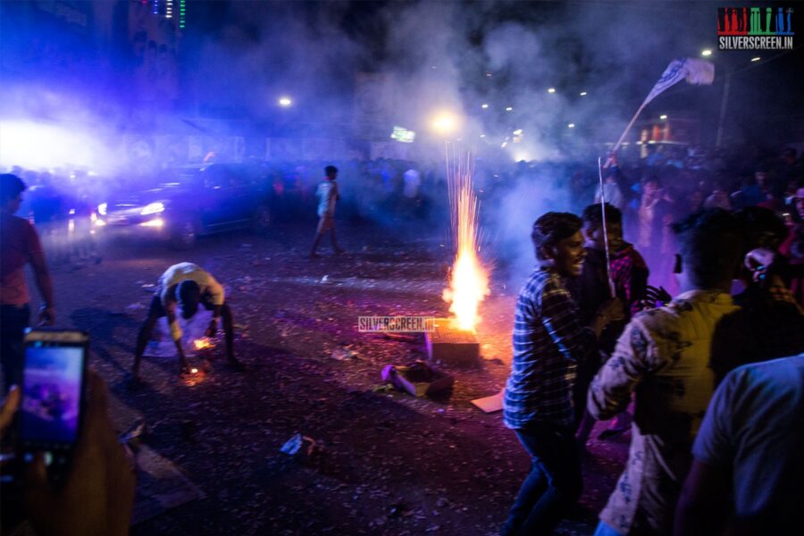 Fans Celebrate Bigil Diwali; At The FDFS In Chennai