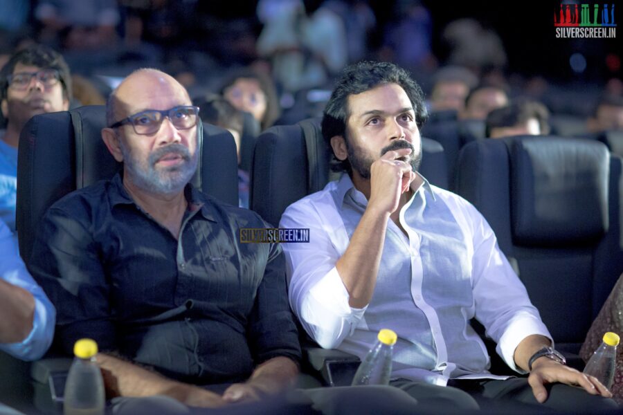 Karthi And Sathyaraj At The 'Thambi' Audio Launch