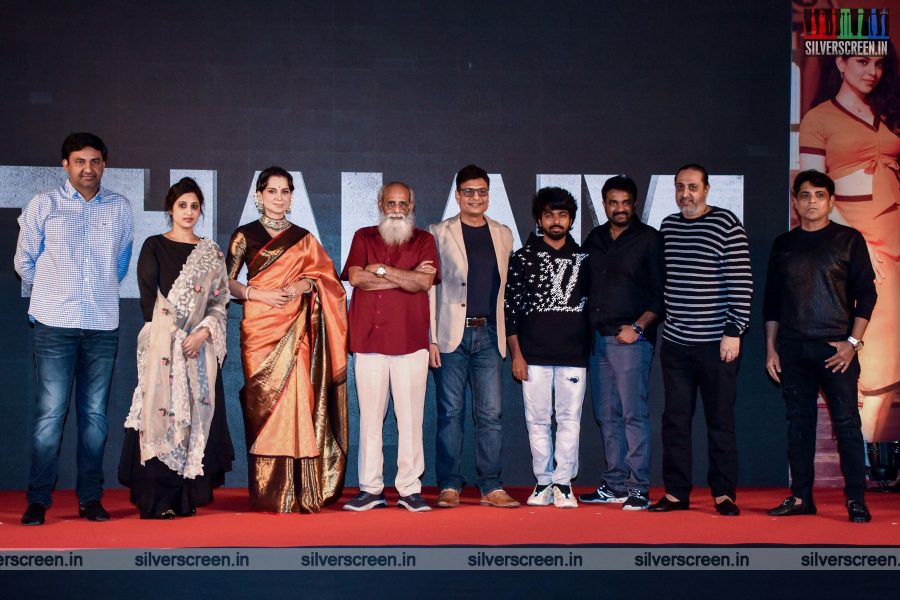 Director Vijay, Kangana Ranaut, GV Prakash Kumar At The Thalaivi Trailer Launch In Mumbai