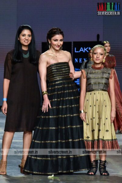 Soha Ali Khan walks the ramp for Megha Jai Madaan at the Lakme Fashion Week 2021