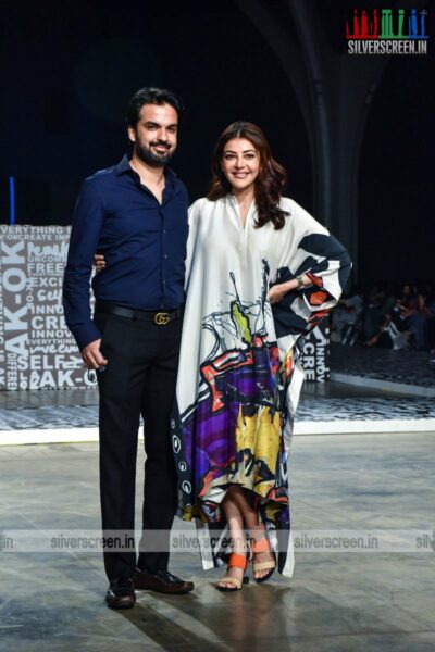 Kajal Aggarwal walks the ramp for Anamika Khanna at the Lakme Fashion Week 2021