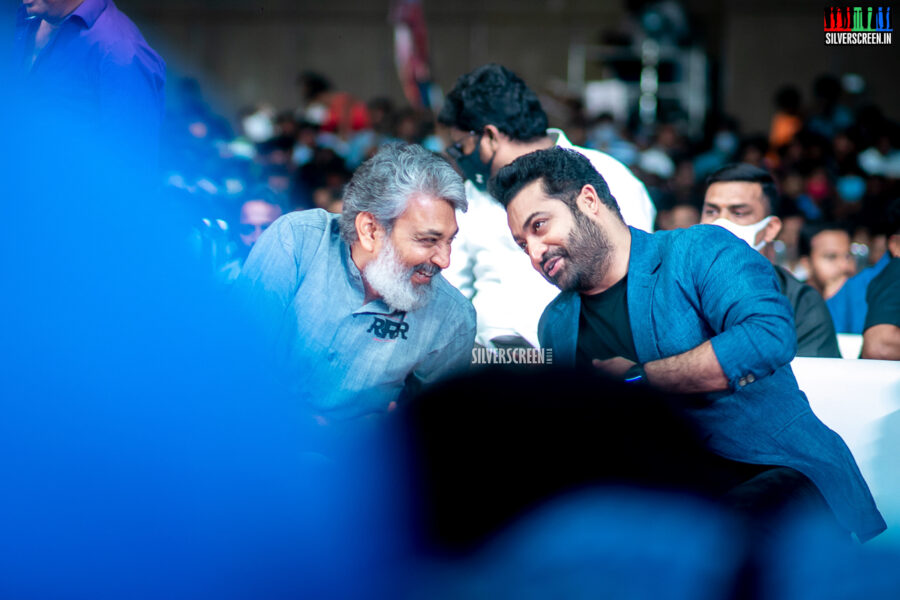 SS Rajamouli, Junior NTR At The RRR Pre-Release Event In Chennai