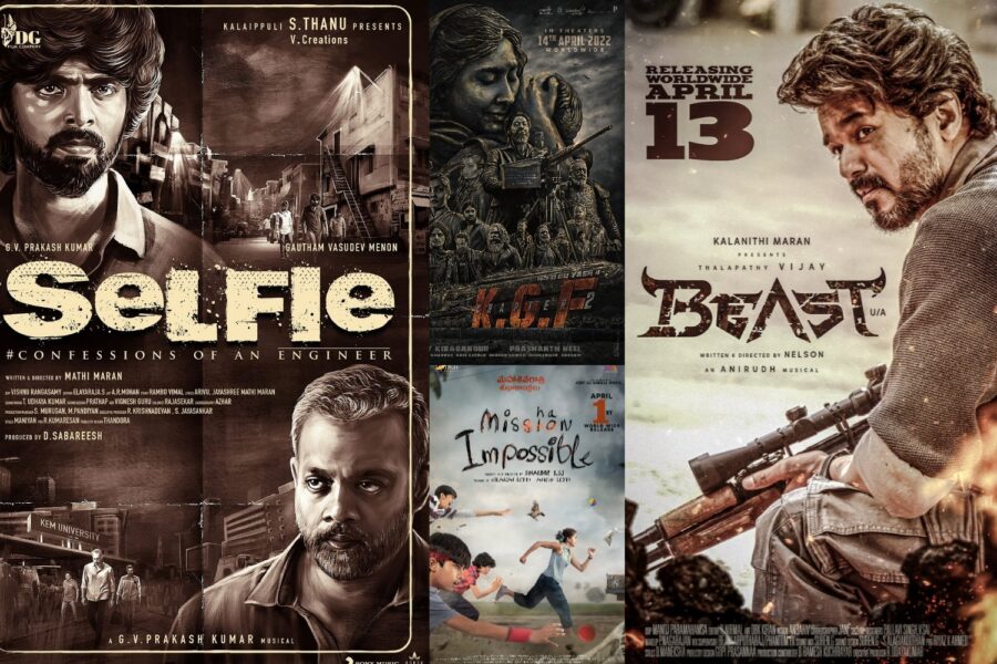 Selfie (L), KGF Chapter 2, Mishan Impossible and Beast (R) posters